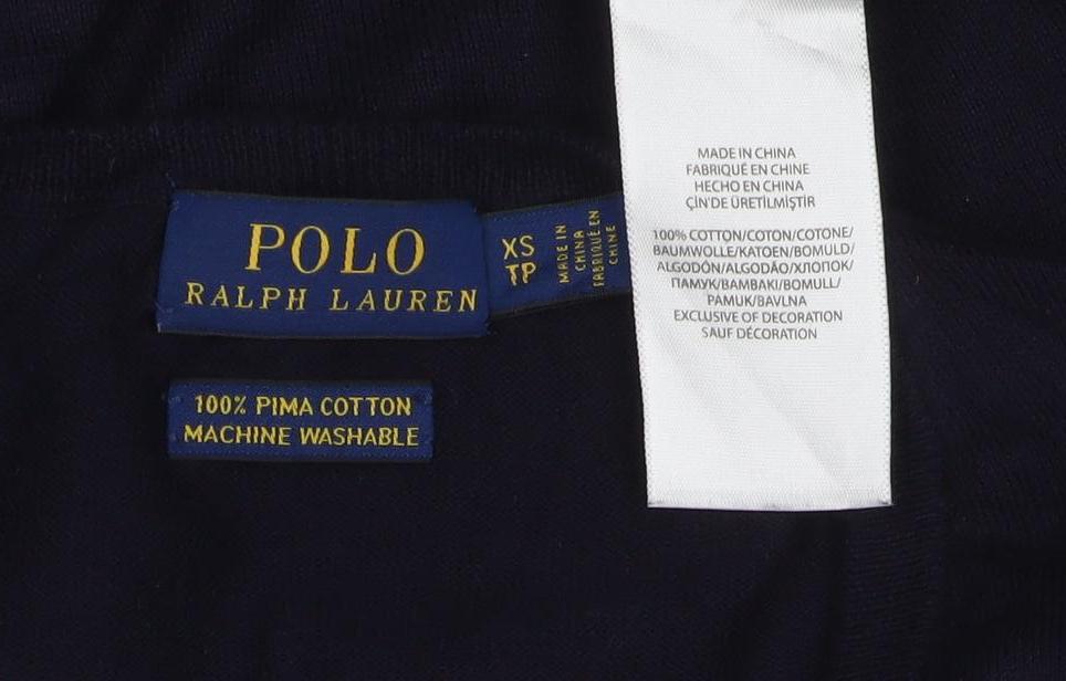 Polo Ralph Lauren Women’s Black XS V-Neck Cotton Knit Jumper
