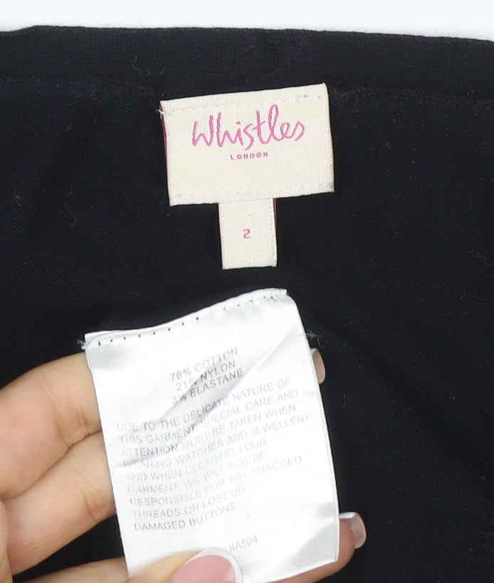 Whistles Women Black UK 10 Scoop Neck Cotton Blend Button Cuff Jumper