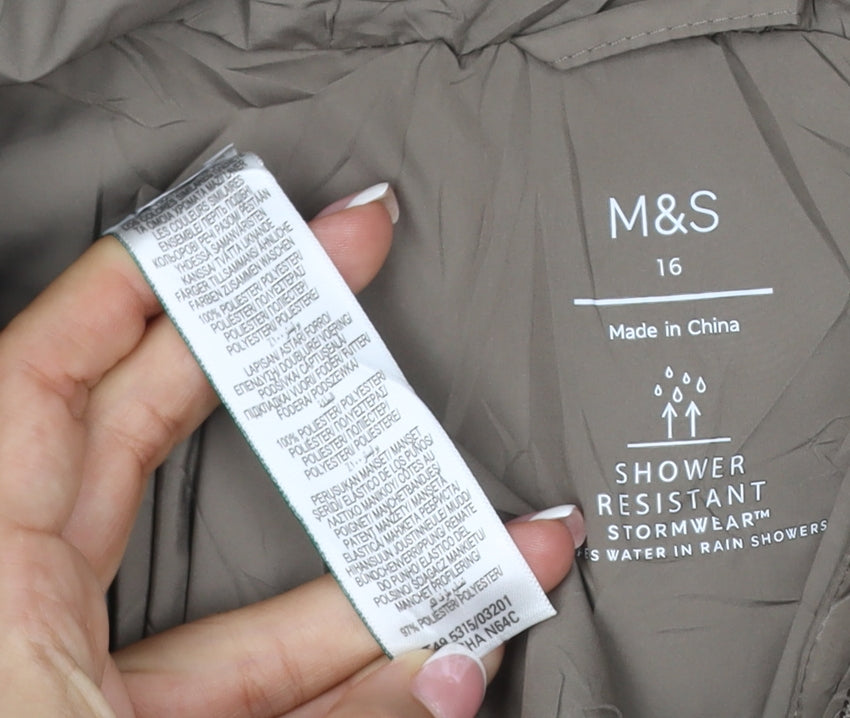 Marks and Spencer Women’s Beige UK 16 Long Hooded Puffer Coat