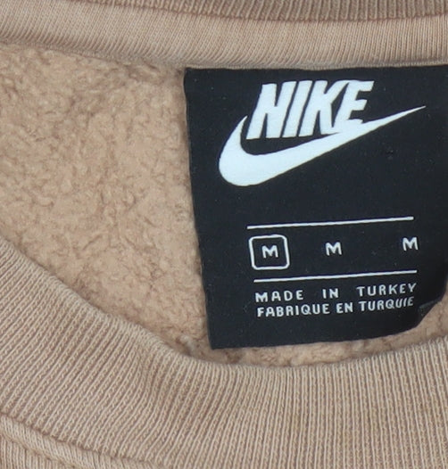 Nike Men’s Beige M Pullover Crew Neck Fleece Logo Sweatshirt