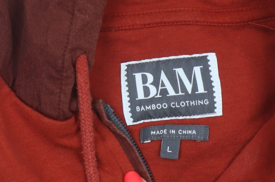 BAM Bamboo Clothing Men’s Red Brown L 1/2 Zip Pullover Hoodie