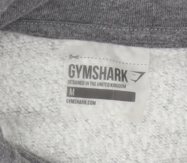 Gymshark Women Grey M Cropped Pullover Hoodie Drawstring Raglan Gym