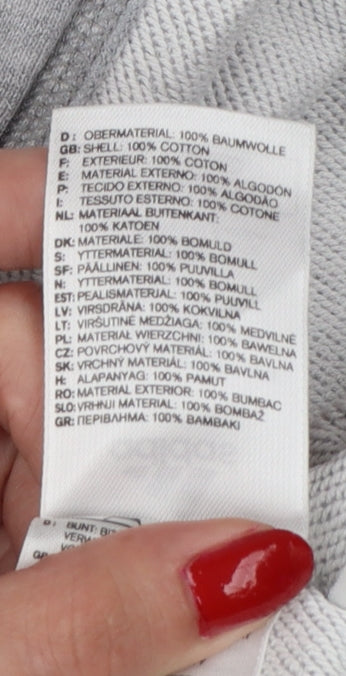 Adidas Women Grey UK 8 Pullover Hoodie Embroidered Logo 3 Stripe Cotton