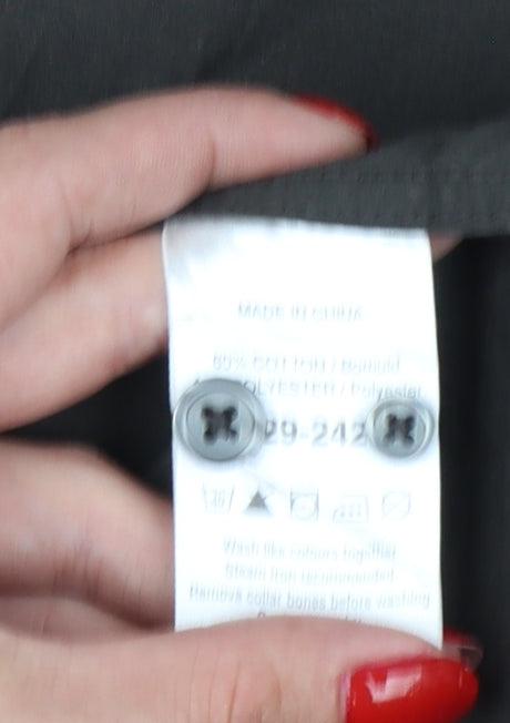 Next Men’s Black M Military Long Sleeve Button-Up Pocket Shirt
