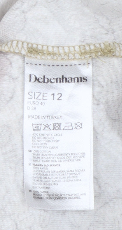Maine New England Women’s Beige Floral T-Shirt Size 12 Short Sleeve