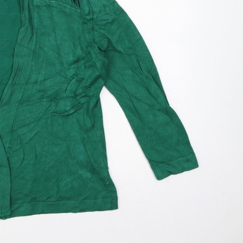 BCB Women’s Green M Open Knit Pleated Shoulder Cardigan