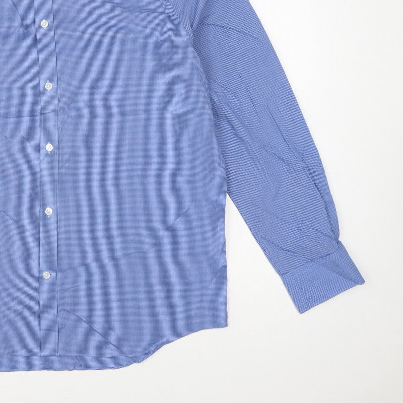 Marks and Spencer Men Blue Gingham 16.5 Regular Fit Formal Shirt