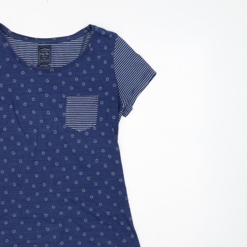 FatFace Women’s Blue Size 8 Floral Stripe Cotton Jersey T-Shirt