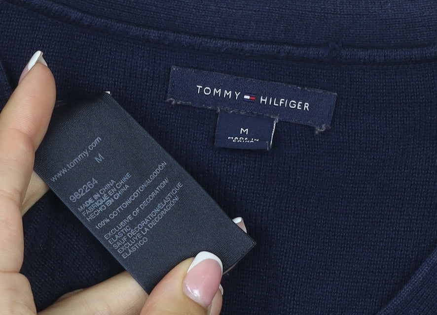 Tommy Hilfiger Men’s Blue M V-Neck Cotton Knit Pullover Jumper