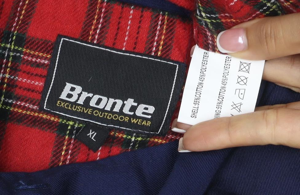 Bronte Mens Blue XL Bomber Jacket Full Zip Tartan Lined
