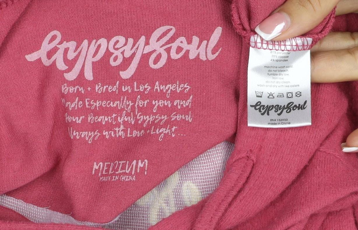 Gypsy Soul Women’s Pink Pullover Hoodie Snake Floral Graphic Drawstring