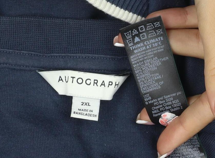 Autograph Men’s Navy 2XL Crew Neck Piped Cotton Sweatshirt