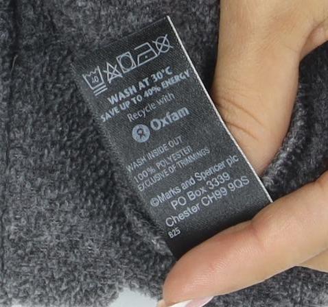 Marks & Spencer Women Grey UK 14 Full Zip Fleece Jacket Collared