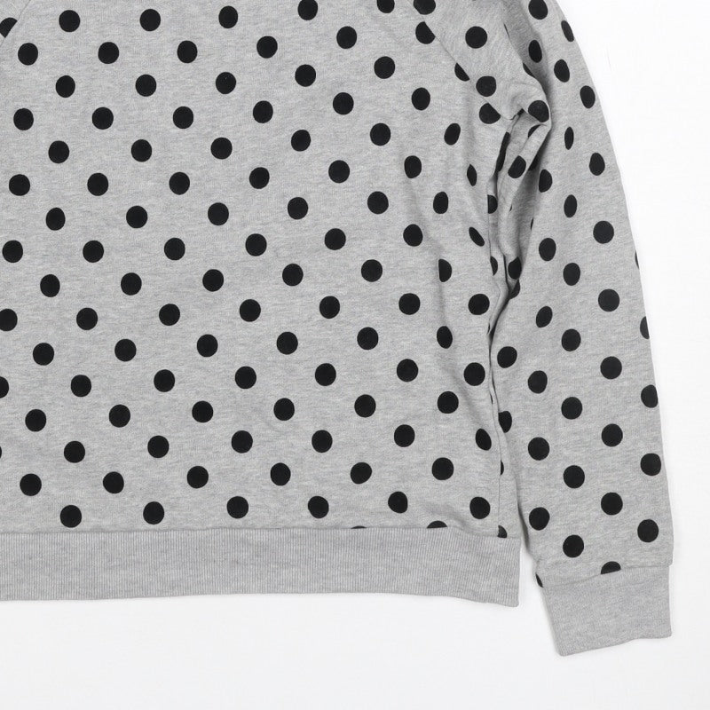Whistles Women’s Grey Black Polka Dot XS Pullover Sweatshirt
