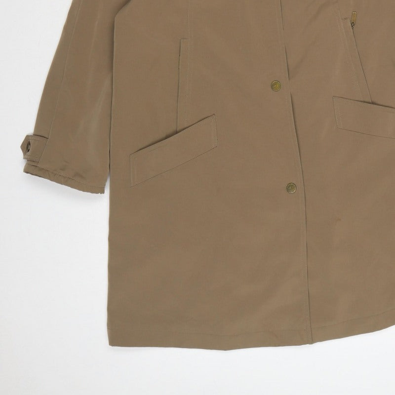Jacques Vert Women Brown M Hooded Long Overcoat Lined Button Coat