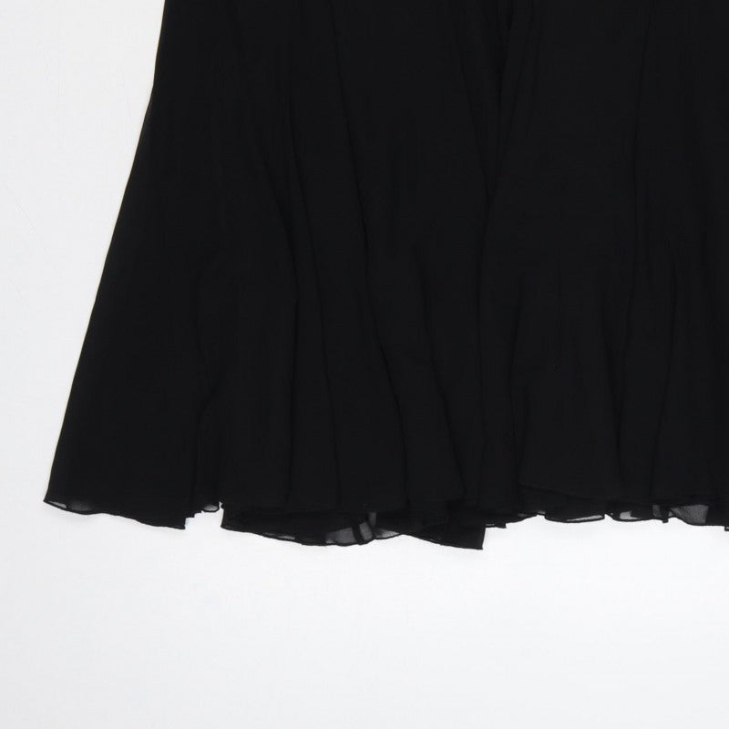 Coast Women Black Size 14 Flared Long Chiffon Lined Formal Skirt