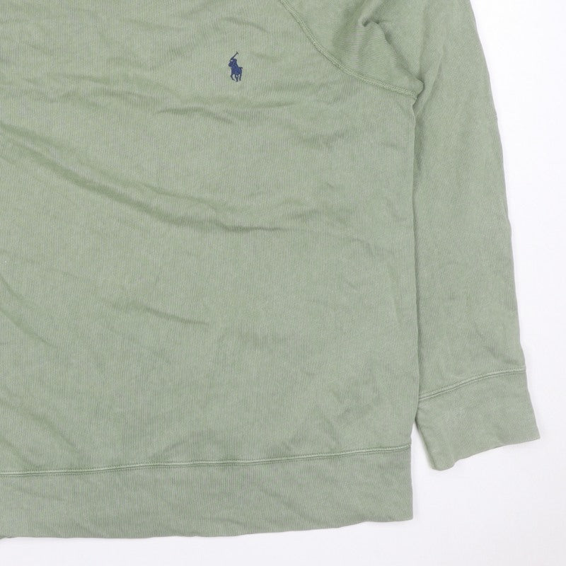 Polo Ralph Lauren Men Green L Logo Embroidered Crew Neck Pullover Sweatshirt