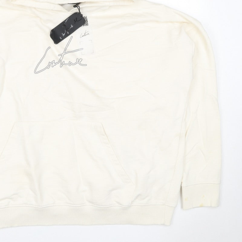 Corteiz Men's Ivory M Pullover Hoodie Logo Graphic Kangaroo Pocket