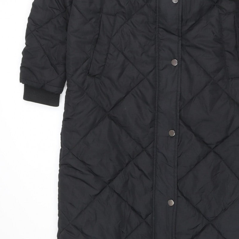 Threadbare Women’s Black UK 10 Long Hooded Quilted Puffer Jacket