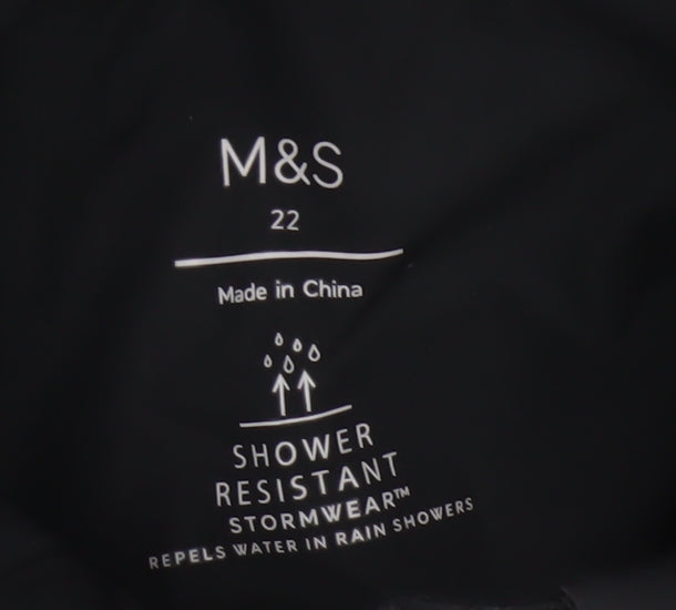 M&S Women’s Black Size 22 Hooded Shower Resistant Puffer Jacket