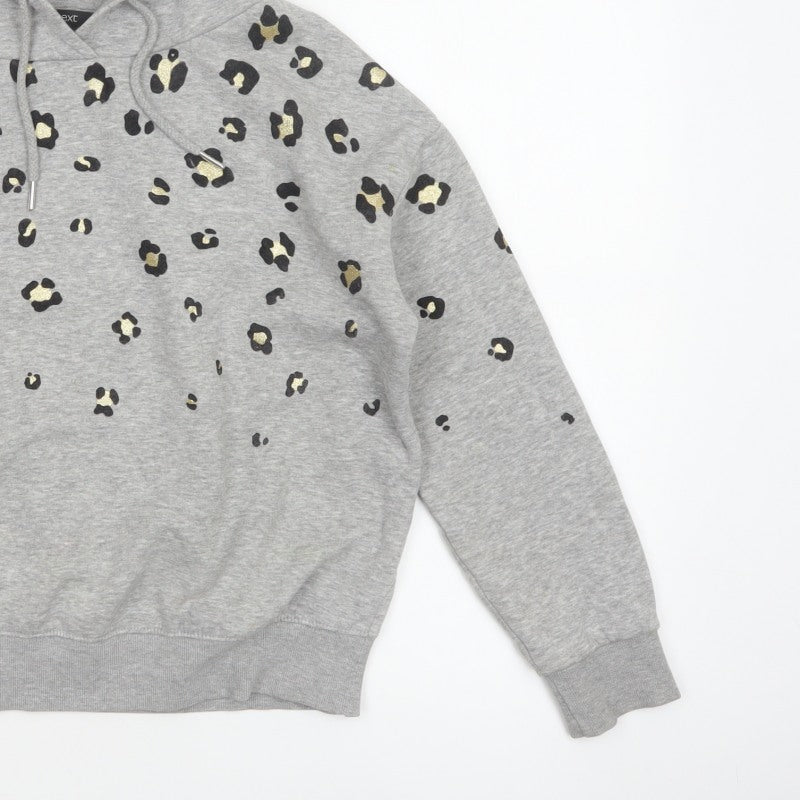 Next Women’s Grey Leopard Print Gold Foil Pullover Hoodie XS