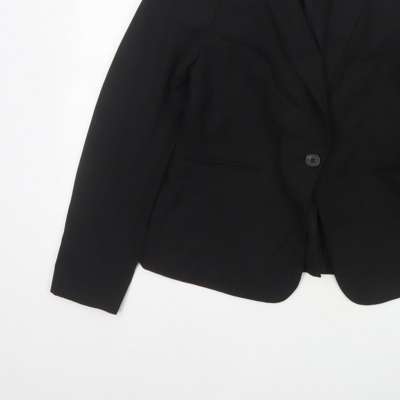 H&M Women Black UK 12 Tailored Single-Breasted Blazer Workwear