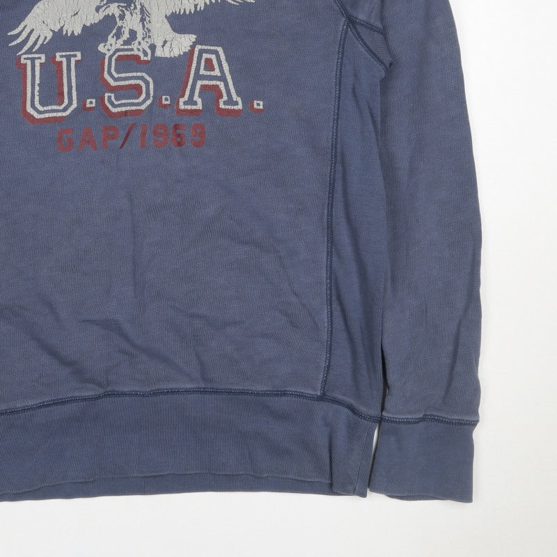Gap Men Blue M Pullover Crew Neck USA Eagle Graphic Sweatshirt