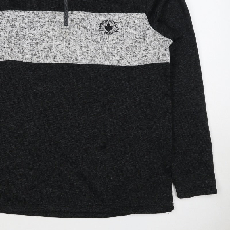 Fits For Me Men's Black Grey L 1/4 Zip Pullover High Neck Sweatshirt