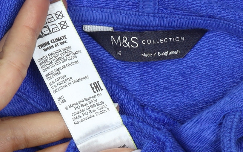 Marks and Spencer Women’s Blue Size 16 Pullover Drawstring Hoodie