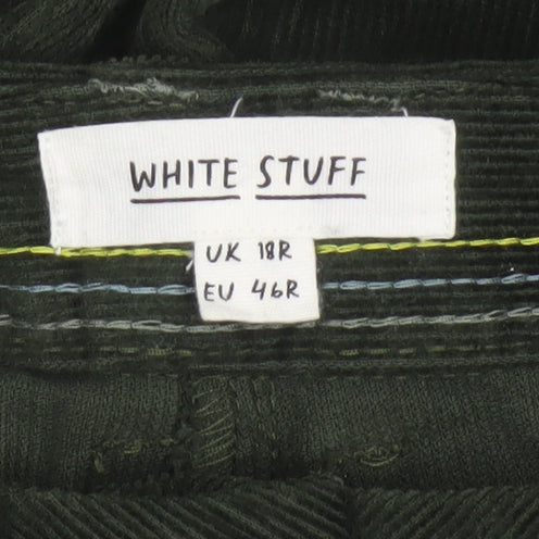White Stuff Women’s Green Corduroy Straight Trousers UK 18 Regular