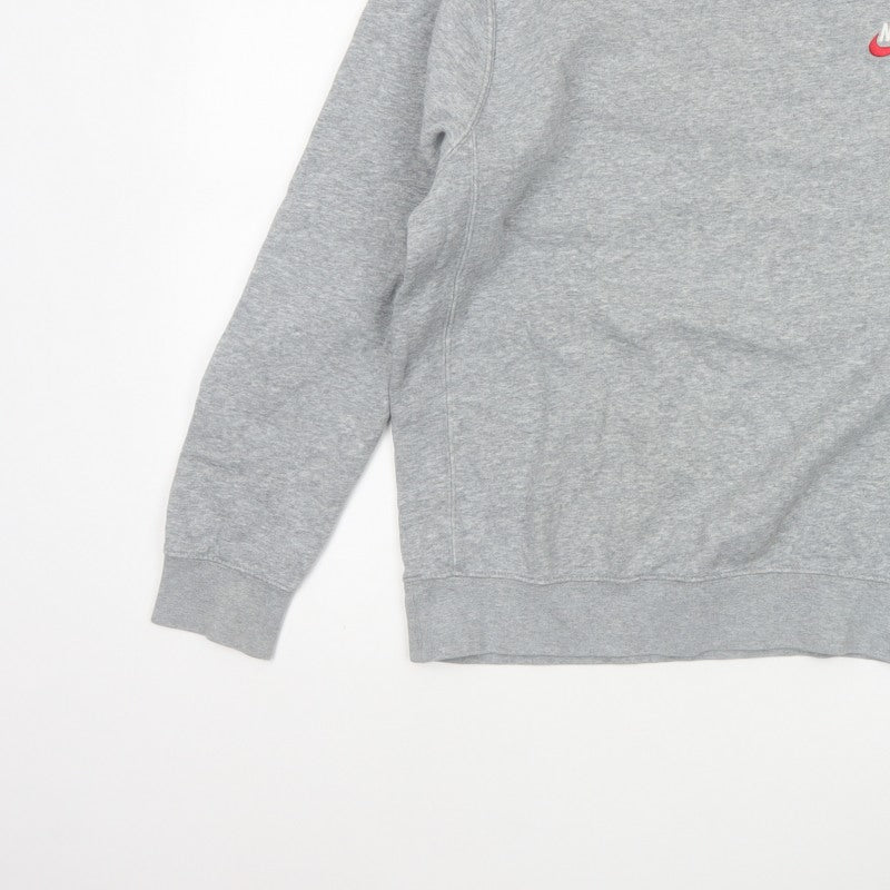 Nike Men’s Grey Small Pullover Crew Neck Logo Sweatshirt