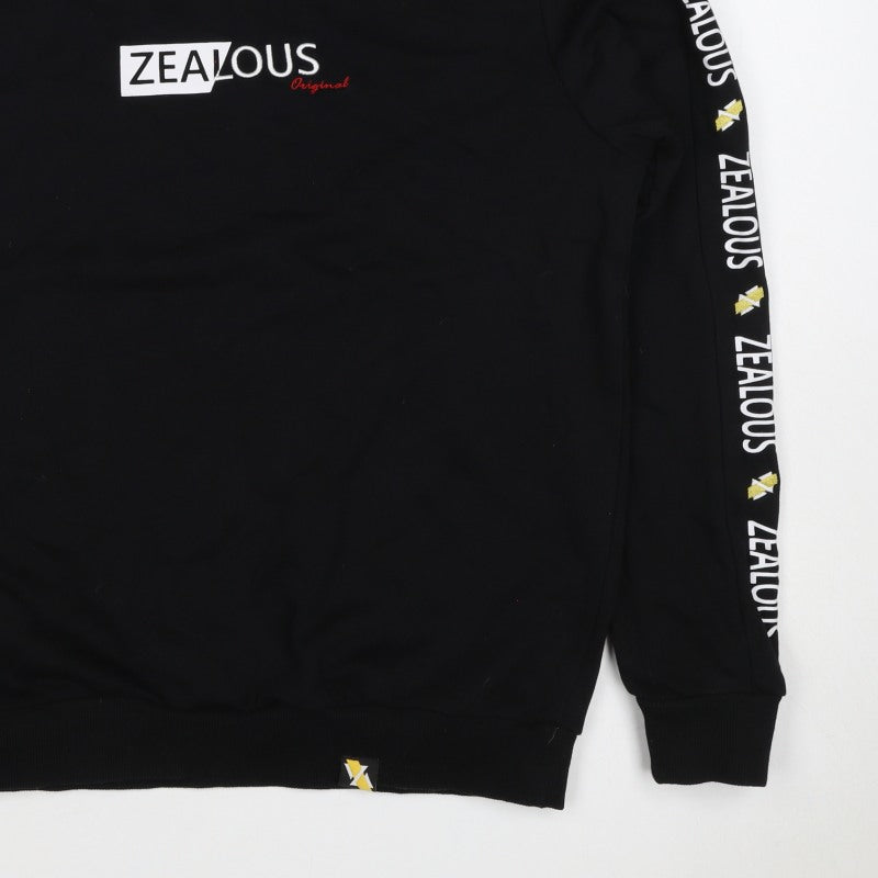 Zealous Men’s Black M Graphic Logo Crew Neck Pullover Sweatshirt