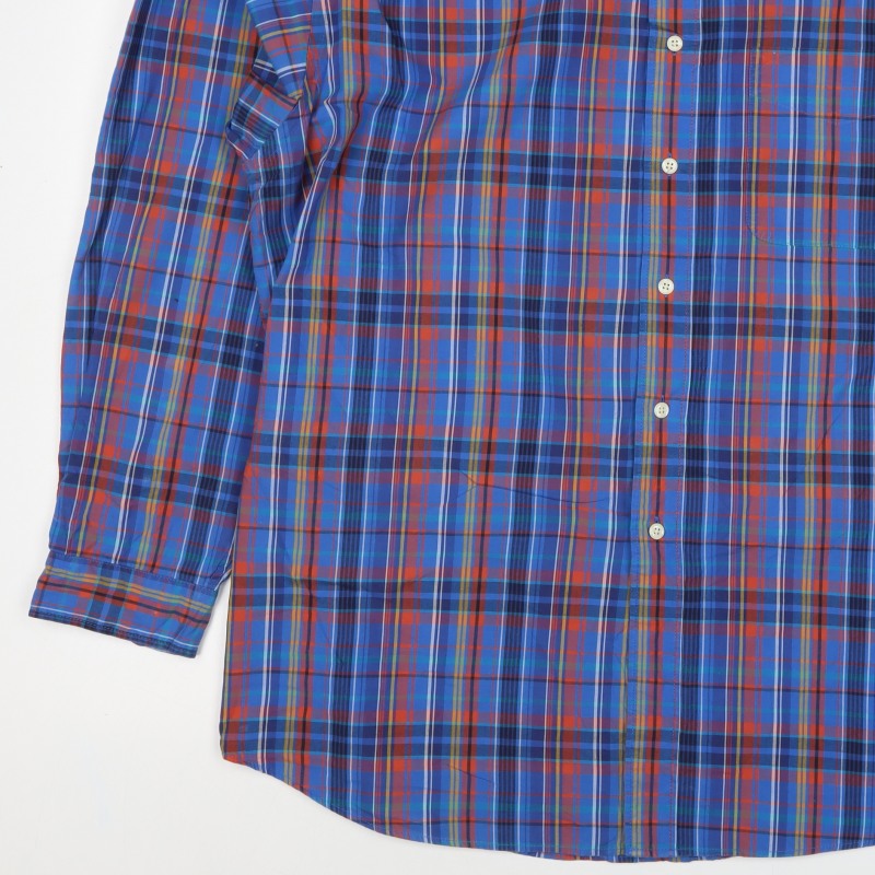 Marks and Spencer Men's Blue XL Classic Plaid Cotton Long Sleeve Shirt