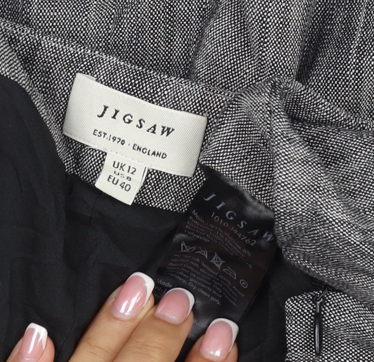 Jigsaw Women Grey Linen Straight Leg Dress Trousers UK 12