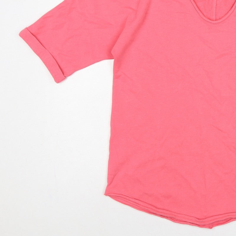 Marks & Spencer Women Pink UK 8 Pullover Short Sleeve V-Neck Sweatshirt