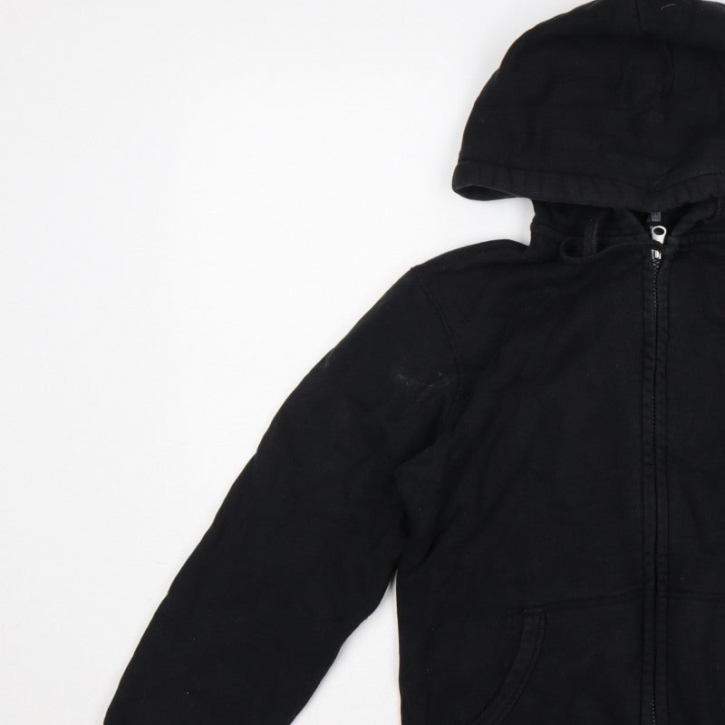 Uniqlo Men Black M Full Zip Cotton Hoodie Hooded Pockets