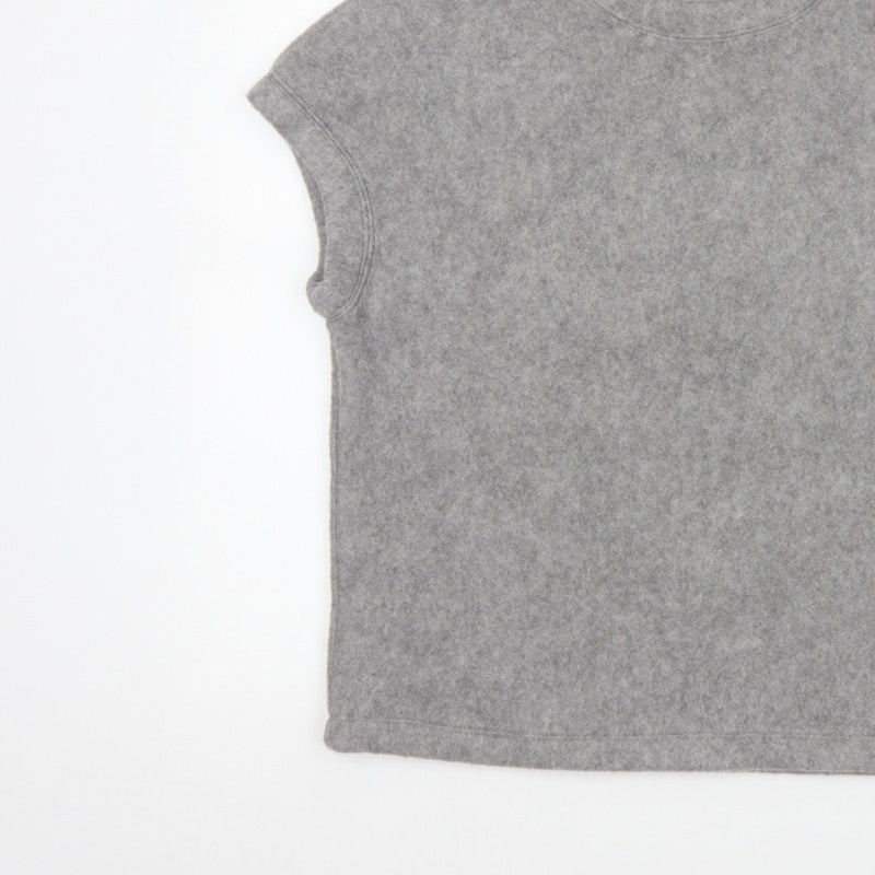Zara Women Grey S Basic Knit Crew Neck Short Sleeve T-Shirt