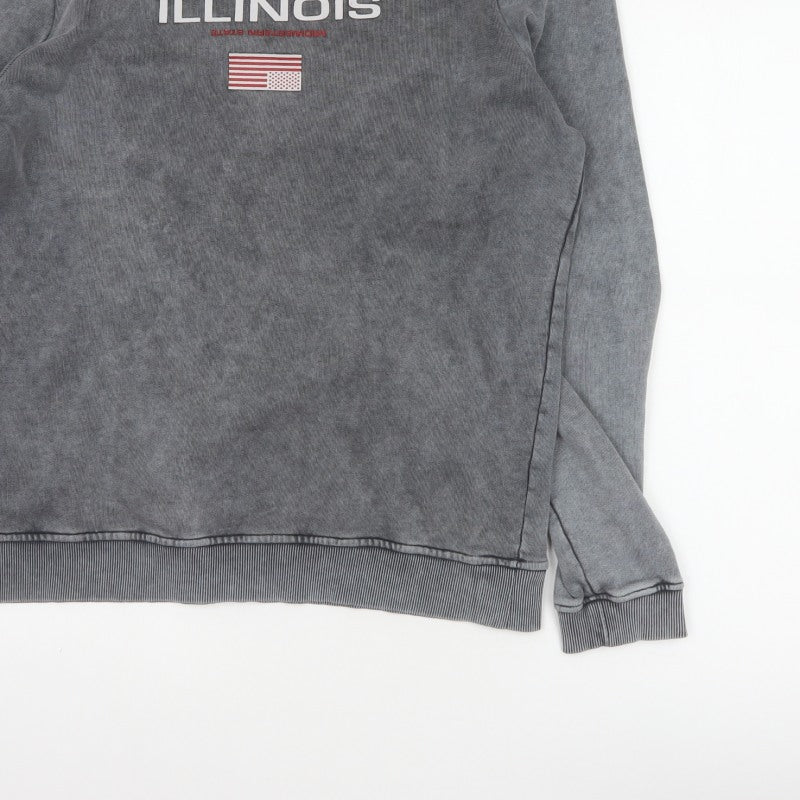 ASOS Design Men's Grey M Illinois USA Graphic Print Pullover Sweatshirt