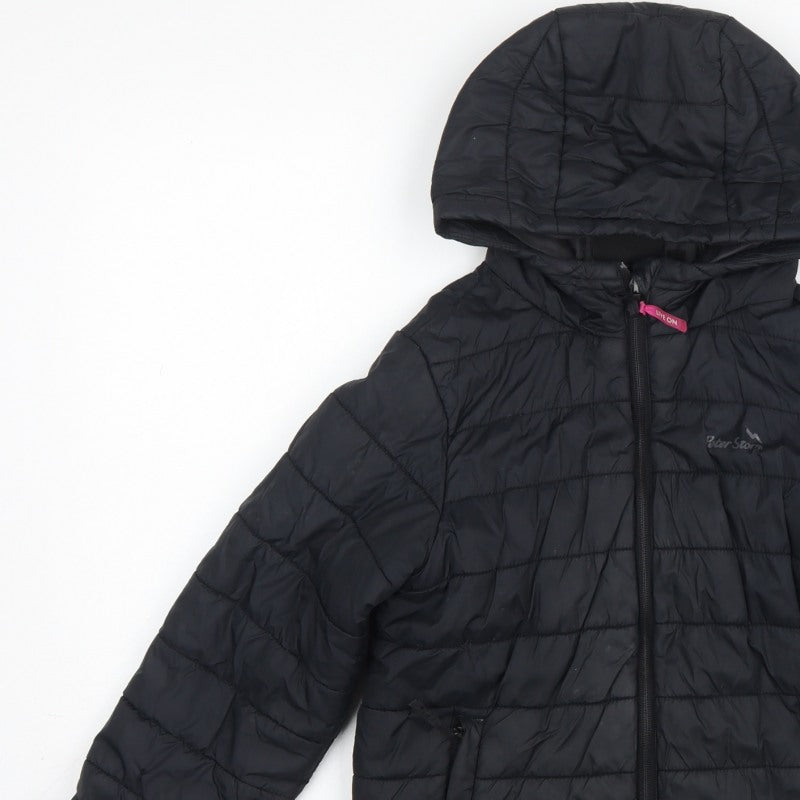 Peter Storm Boys Black 9-10 Years Hooded Quilted Puffer Jacket