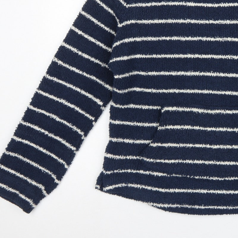 Weird Fish Women’s Blue Stripe Fleece Pullover Sweatshirt UK 16 Pockets