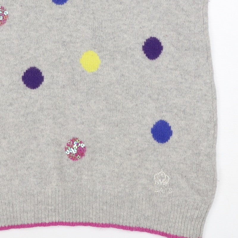 JJ Jeans Girls Grey Polka Dot Sequin Lambswool Angora Vest Age 11