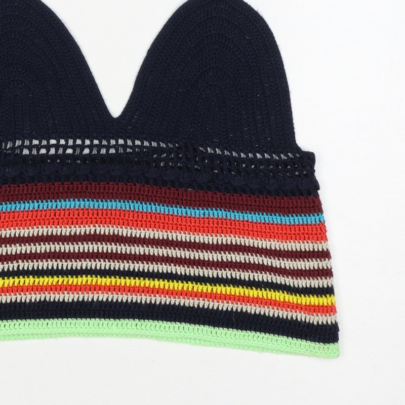 Zara Women Multicoloured Size S Crochet Striped Camisole Tank Top