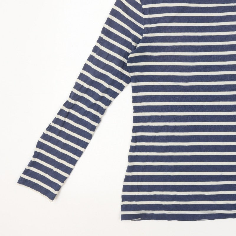 Seasalt Women Blue UK 10 Organic Cotton Breton Striped Sailor Jersey Top