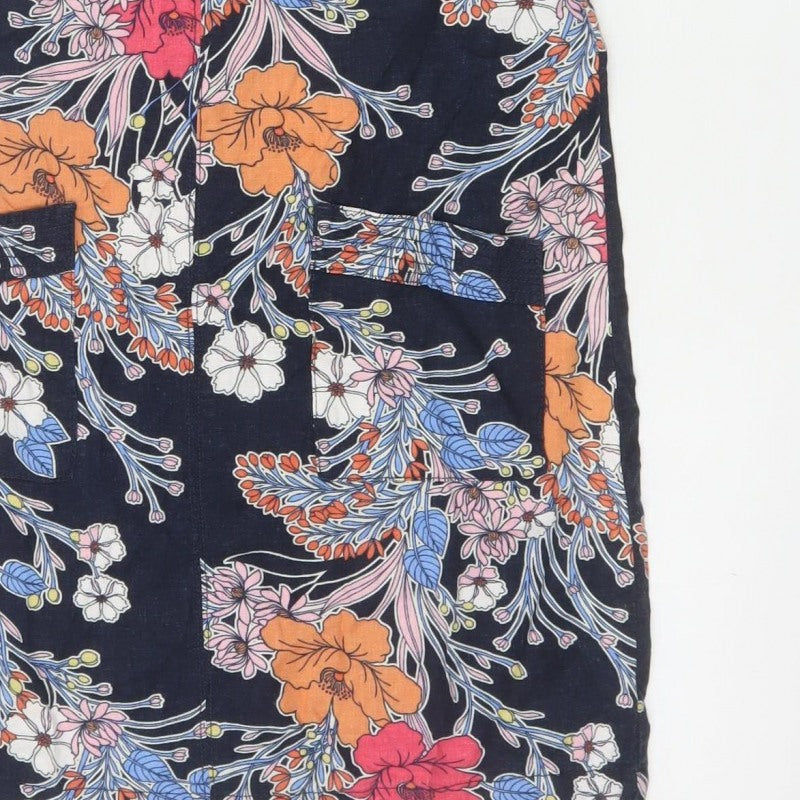 Next Women Multicoloured UK 10 Floral Linen Blend Shift Dress
