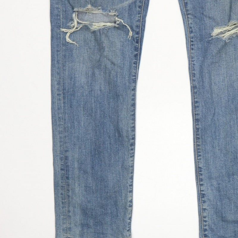 Abercrombie & Fitch Men Blue W34 L32 Rustin Athletic Slim Distressed Jeans