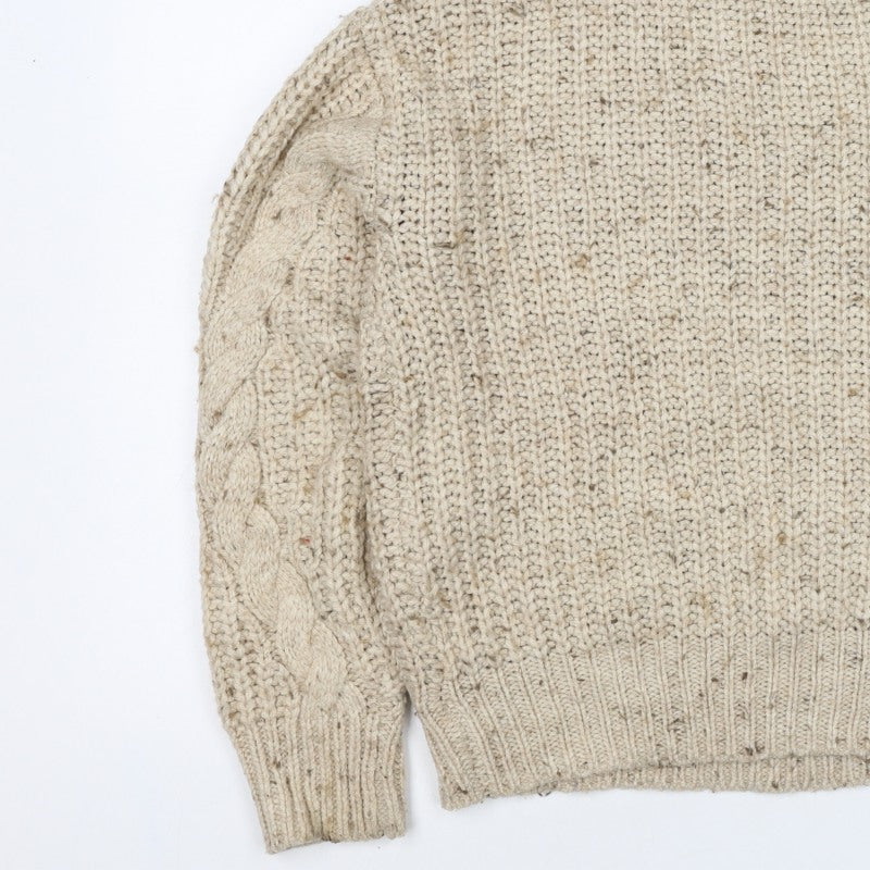 Marks and Spencer Women Beige S Cable-Knit Roll Neck Chunky Jumper