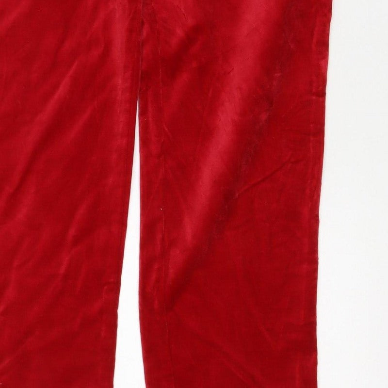 Marks & Spencer Women's Red Velvet Straight Trousers UK 12 Regular