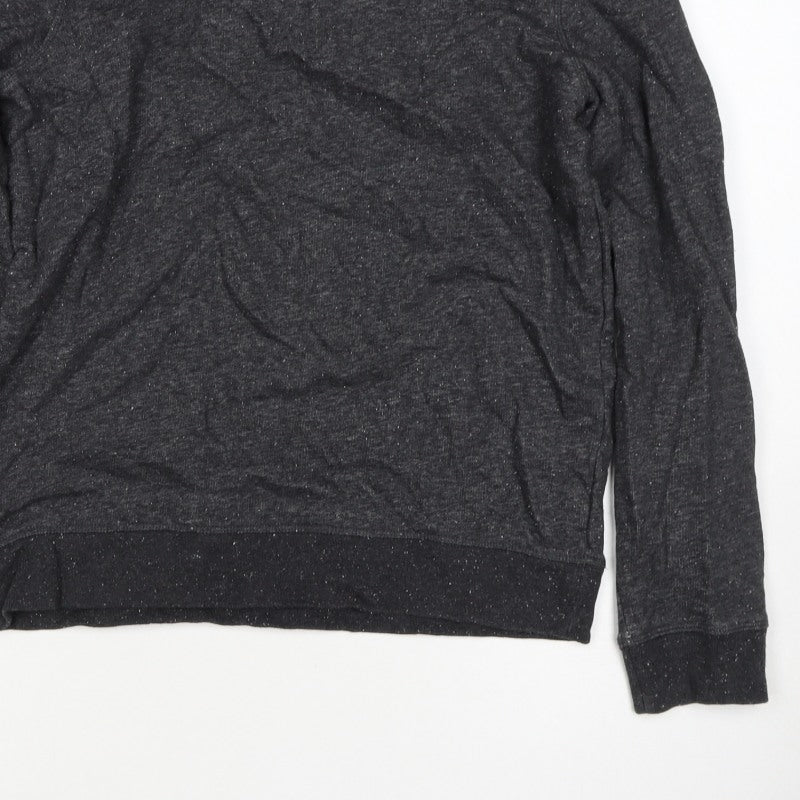 H&M Men’s Black Marl M Crew Neck Pullover Sweatshirt Cotton Blend