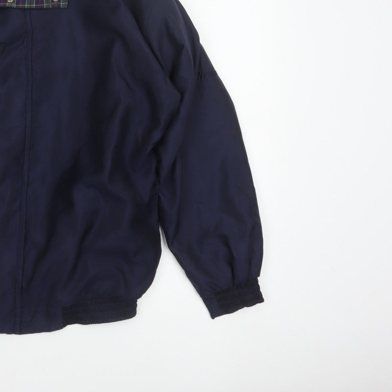 Walrus Men’s Blue M Vintage Windbreaker Rain Jacket Tartan Collar