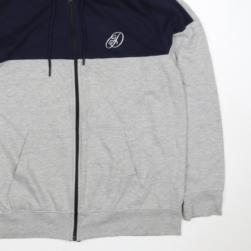 Dissident Men’s Navy Grey XL Full Zip Logo Hoodie